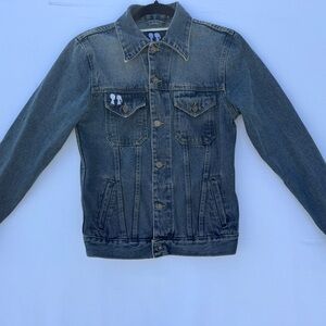 Boy Meets Girl Denim Jacket Embroidered Logo Blue Jean Trucker 100% Cotton XS/S